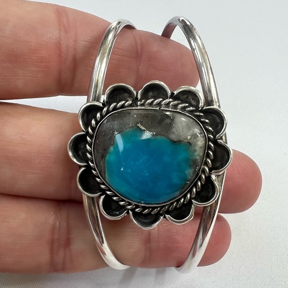 Vintage Navajo Blue Carico Lake Turquoise Bracelet - Picture 8 of 11